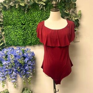 Ruffled Burgundy bodysuit